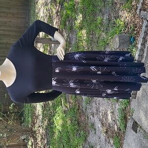 🕷🕸Halloween Spider Midi Dress w/ Scallop Hem, Empire Waist, Cutout Back, ~Lg
